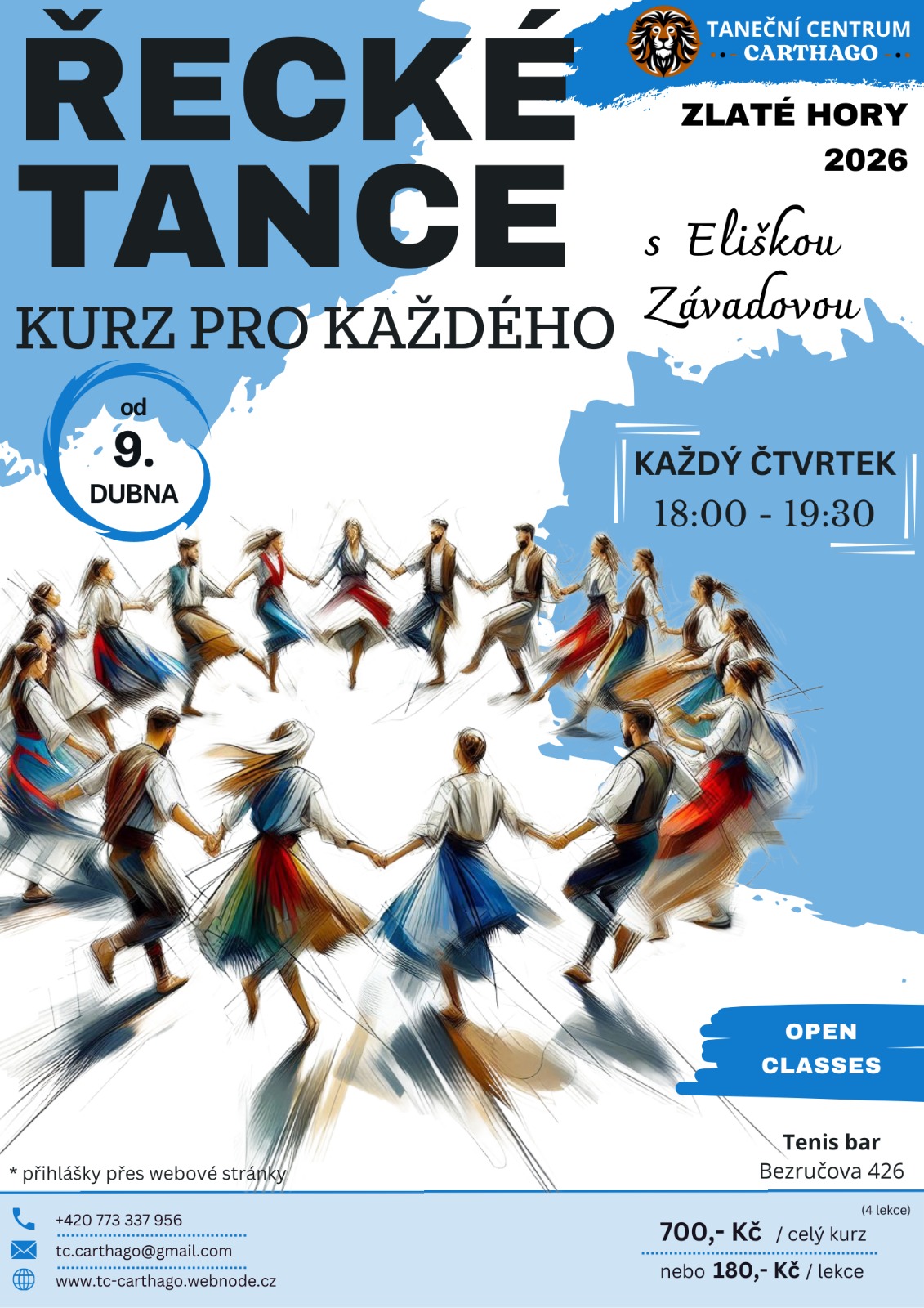 KURZ RĚCKÝCH TANCŮ VE ZLATÝCH HORÁCH PRO KAŽDÉHO UŽ OD 9. DUBNA 2026